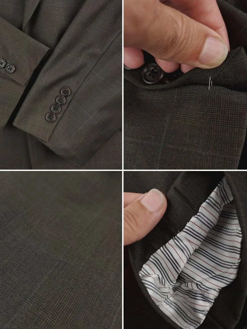 Burberry Vintage Mens Suit Jacket Pants Kensington Windowpane USA Wool 48L 38x32